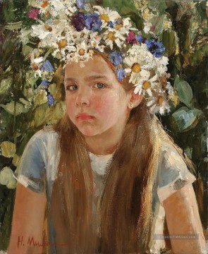 Jolie petite fille NM Tadjikistan 12 Impressionist Peinture à l'huile